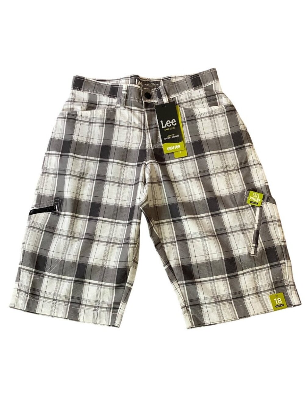 NWT Lee Boys Grafton Relaxed Fit Plaid Cargo Shorts 18 Regular